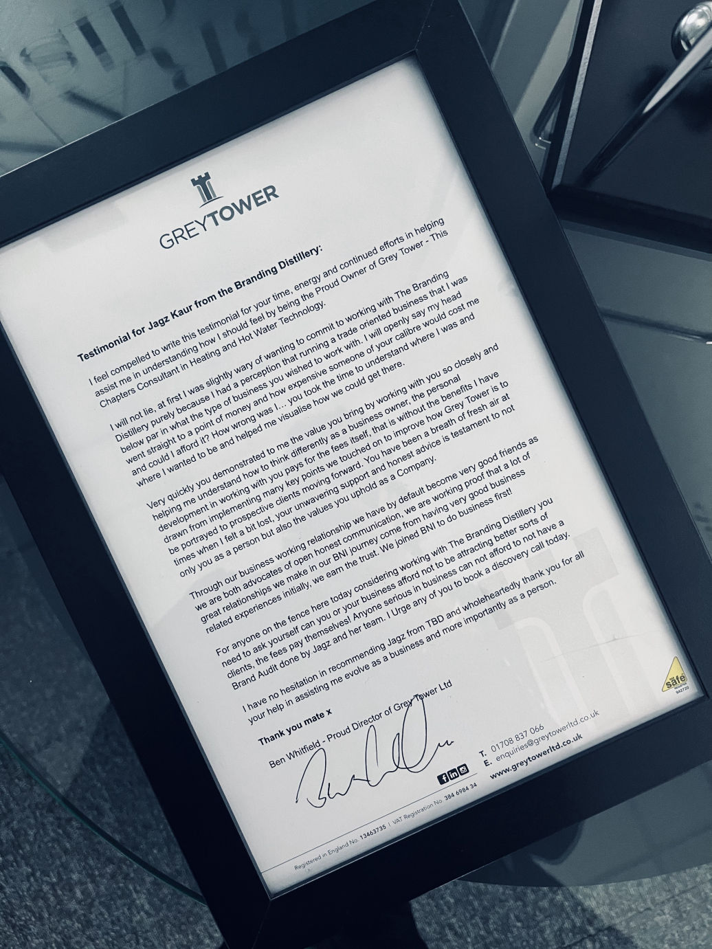 Testimonial Grey Tower